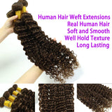 Deep Wave Bundles Human Hair 1/3/4 Bundles Brazilian Raw Hair Weave 1/3/4 Chocolate Brown Curly Bundles Hair Extensions