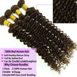 Deep Wave Bundles Human Hair 1/3/4 Bundles Brazilian Raw Hair Weave 1/3/4 Chocolate Brown Curly Bundles Hair Extensions