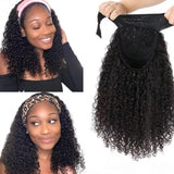 Kinky Curly Headband Wig Human Hair Curly Bob Wigs For Women 100% Real Hair Bobo Wigs Full Machine Made Wigs Natural Black Hair