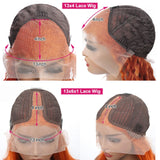 13x4 HD Lace Front Bob Wig for Women Deep Wave Short Remy Human Hair Ginger Orange Color Frontal Glueless Pre Plucked