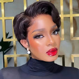 Glueless Straight Pixie Cut Human Hair Wigs For Women Short Right Natural Looking Pixie Cut Wig Soft Wear And Go Wigs Daily Use