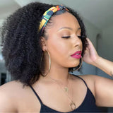 Kinky Curly Headband Wig Human Hair Curly Bob Wigs For Women 100% Real Hair Bobo Wigs Full Machine Made Wigs Natural Black Hair