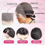 Curly Lace Frontal Wig 13x4 HD Lace Wig Human Hair Short Curly Human Hair Wigs 180% Density For Women