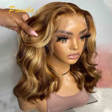 Glueless Wig Human Hair Ready To Go Loose Deep 250% Density Honey Blonde Bob 13x4 HD Transparent Lace Frontal Wigs Pre plucked
