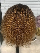 Bob Curly Human Hair Wigs with Bangs None Lace Front Human Hair Wigs for Black Women 200% Density 14 inch