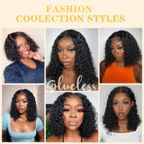 Short Bob Glueless Wigs Deep Wave Glueless Human Hair Ready To Wear 180% Pre Cut Lace 4x4 13x4 Culry Lace Front Human Hair Black