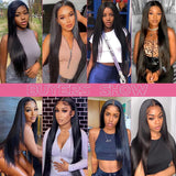 Glueless HD Transparent Wig Human Hair Brazilian Straight 13X4 Lace Frontal 34 Inch Wear And Go Ready to Wear 180% For Women