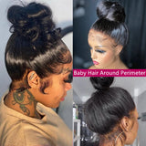 Glueless HD Transparent Wig Human Hair Brazilian Straight 13X4 Lace Frontal 34 Inch Wear And Go Ready to Wear 180% For Women