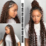 Human Braiding Hair Chocolate Brown 100g Deep Wave Bulk No Weft Human Hair Wigs Bundles for Curly Boho Braiding