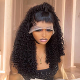 Kinky Curly Short Bob Blunt Cut 13X4 HD Full Lace Frontal Synthetic Wig For Women Prepluck With Bleached Knots Glueless Wigs