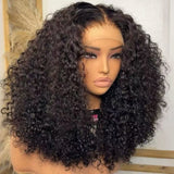 Kinky Curly Short Bob Blunt Cut 13X4 HD Full Lace Frontal Synthetic Wig For Women Prepluck With Bleached Knots Glueless Wigs