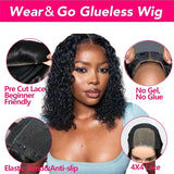 Short Bob Glueless Wigs Deep Wave Glueless Human Hair Ready To Wear 180% Pre Cut Lace 4x4 13x4 Culry Lace Front Human Hair Black