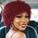 Natural Black Kinky Curly Pixie Bob Cut Wig Human Hair Full Machine Made Wigs For Women