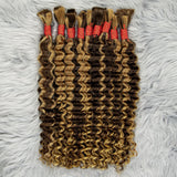Bulk Human Hair for Boho Braiding Deep Wave Bulk for Boho Knotless Braids 100% Unprocessed Brazilian Virgin Hair Extensions