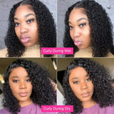 Curly Short Bob Wigs 13x4 Lace Frontal Wigs Brazilian Human Hair Deep Wave Bob Wig 200% Density Pre Plucked 4x4 Closure Lace Wig