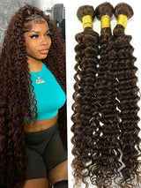 Deep Wave Bundles Human Hair 1/3/4 Bundles Brazilian Raw Hair Weave 1/3/4  Chocolate Brown Curly Bundles Hair Extensions
