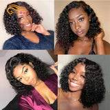 Deep Wave Bundles Short Natural Human Hair Extension 8 10 12 Inch Kinky Curly Loose Deep Peruvian Hair Bundles and Closure