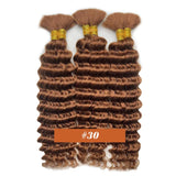 Human Braiding Hair Chocolate Brown 100g Deep Wave Bulk No Weft Human Hair Wigs Bundles for Curly Boho Braiding