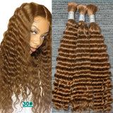 Wholesale 100% Deep Wave Human Hair Bulk for Boho Braids Raw Hair Extensions Deep Wave Bundles  12A Vietnamese Hair 30 inch