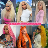 Blonde Human Hair Bundles 613 Deep Wave Bundles Brazilian Hair Weave Bundle 10-30 Inch Blonde Deep Wave Hair Extensions 50gram