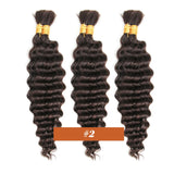 Human Braiding Hair Chocolate Brown 100g Deep Wave Bulk No Weft Human Hair Wigs Bundles for Curly Boho Braiding