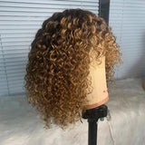 Bob Curly Human Hair Wigs with Bangs None Lace Front Human Hair Wigs for Black Women 200% Density 14 inch