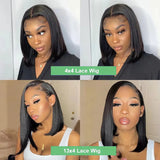 4x4 5x5 HD Lace Frontal Glueless Bob Wig Human Hair 10 Inch Straight Human Hair Wig Pre Plucked HD Short Bob Lace Front Wig 13x4