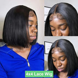 4x4 5x5 HD Lace Frontal Glueless Bob Wig Human Hair 10 Inch Straight Human Hair Wig Pre Plucked HD Short Bob Lace Front Wig 13x4