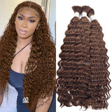 Wholesale 100% Deep Wave Human Hair Bulk for Boho Braids Raw Hair Extensions Deep Wave Bundles  12A Vietnamese Hair 30 inch