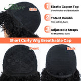 Full Curly Bob Wigs Human Hair Wigs Afro Curly Wigs With Bangs Glueless Wear Go Jerry Curly Bob Wigs Brazilian Human Hair Wigs