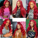 13x6 Hd Hot Red Lace Frontal Human Hair Wigs 13x4 Brazilian Colored Body Wave Lace Front Wig 4x4 5x5 Closure Wig For Women