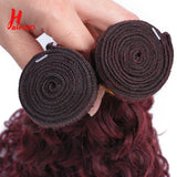 99J Deep Wave Human Hair Bundles With Closure HairUGo Burgundy 4x4 Lace Closure With Bundles Remy Hair Weaving Transparent Lace