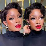 Glueless Straight Pixie Cut Human Hair Wigs For Women Short Right Natural Looking Pixie Cut Wig Soft Wear And Go Wigs Daily Use