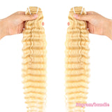 Blonde Human Hair Bundles 613 Deep Wave Bundles Brazilian Hair Weave Bundle 10-30 Inch Blonde Deep Wave Hair Extensions 50gram