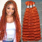 Wholesale 100% Deep Wave Human Hair Bulk for Boho Braids Raw Hair Extensions Deep Wave Bundles  12A Vietnamese Hair 30 inch