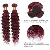 99j Burgundy Deep Wave Bundles Colored Human Hair Bundles Weaves 1/3/4 Pcs Brazilian Remy Hair Extension Curly Hair Bundles