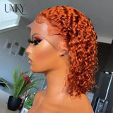 13x4 HD Lace Front Bob Wig for Women Deep Wave Short Remy Human Hair Ginger Orange Color Frontal Glueless Pre Plucked